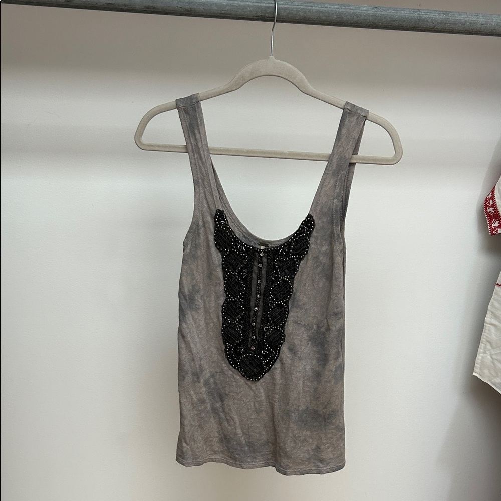 Free People Black Embellished Tank Top